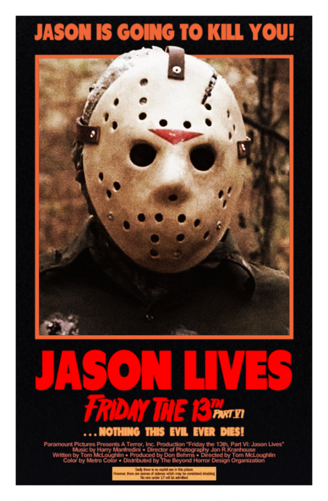 Friday the 13th part VI Jason Lives MINT Poster by Beyond Horror Design